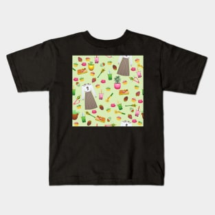 Makoto Kino Tiled Pattern (Green) Kids T-Shirt